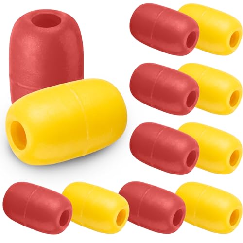 Vertintong Deep Water Fishing Float 4.72 x 2.75'' Heavy Duty Pool Buoy Float Fishing Marker 0.78 Hole for Kayak Tow Line Anchor Marker Buoy Drift Sock Replace Pool Crabbing Dock(Red, Yellow,12 Pcs)