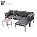Xwiny Lounge Möbel Outdoor mit Verzinktes Stahlrohr, Gartenmöbel-Set, 3-teiliges, 1 Sofa, 1 Couchtisch, 1 Fußhocker, Alle Kissen Inklusive (Grau-B)