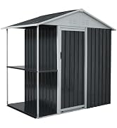 Amazon | 【温室付き・可動棚付き】 スチール物置 屋外収納庫 W180