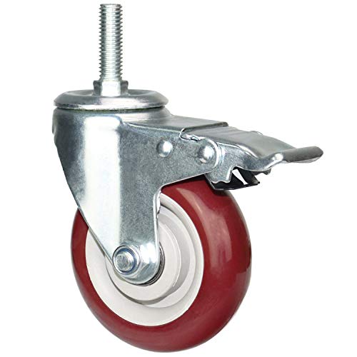DICASAL 4 Inch Swivel Stem Casters Heavy Duty American Size UNC 1/2"-13x1-1/2 Stem Thread Wheels 360 Degree Durable Wheels Dual Safety Locks Castors with 800 Lbs Capacity Pack of Four by DICASAL - Image 6
