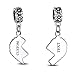 Engrave Mother Daughter Puzzle 2 Piece Split Heart Sisters Bead Charm For Mom .925 Sterling Silver Fit European Bracelet