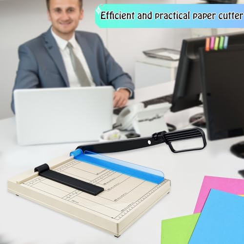 WPPQWP Guillotina Papel a4(Con 5 Carpetas, Corta 12 Hojas, A4/B5/A5/B6/B7), Guillotina De Papel Profesional, Cizalla Papel Manual, Materiales Aplicables: Papel, Hojas De Metal, Cuero, Fotos - imagen 7