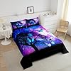 Blue Butterfly Full Comforter Set for Girls Purple Starry Sky Bedding Cute Butterfly Bedding Comforter Sets Gradient Galaxy Dream Themed Duvet Insert for Boys Teens Kids Lovely Insect Decor Quilt #2