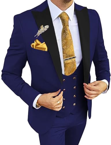 Tuxedo for Men Slim Fit One Button Tuxedo Blazer Vest Pants for Wedding Prom Dinner Party