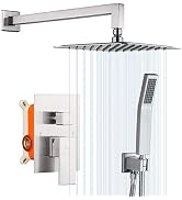 GAPPO Shower System Brushed Nickel Wall Mounted High Pressure 10 Inch Rain Shower Head System Rai...