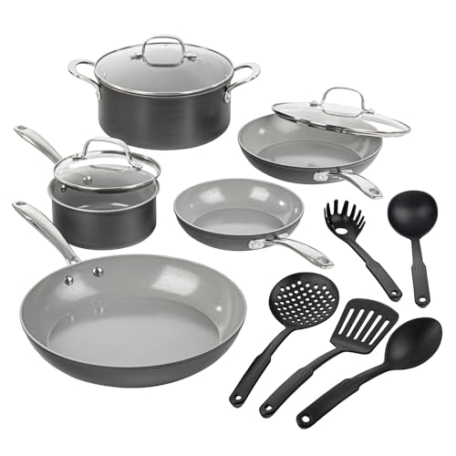 Image of Granitestone 13 Pc Ceramic Pots and Pans Set Non Stick Cookware Set, Kitchen Cookware Sets, Nonstick Pot and Pan Set + Utensils, Hard Anodized Non Toxic Ceramic Cookware Set, Dishwasher Safe