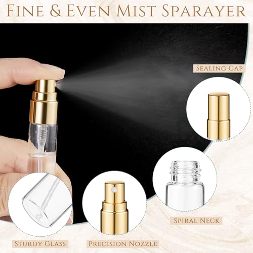 Domensi 60 Pcs 10ml Glass Perfume Refillable Bottles Decants Bulk for Perfumes Atomizer Spray Travel Glass Bottles with Atomizer Pump Bottle Kit for Travel Toiletries Fragrance Liquid4