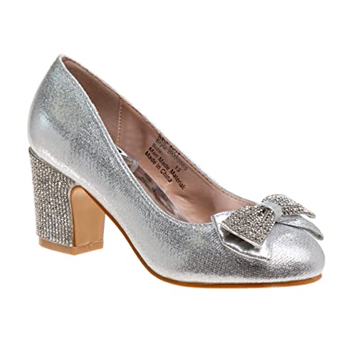 Badgley Mischka Girls' Sparkle Studded Bow Dress Shoes