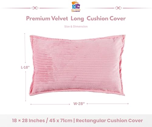 Image of RD TREND Corduroy Cushion Cover Set of 2, Striped Double Sided Decorative Throw Pillowcases for Sofa, Bed & Living Room Rectangular Long Cushion Covers 18x28 inches | Peach