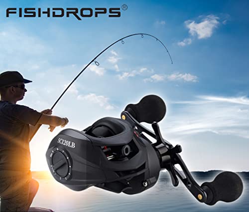 Fishdrops Baitcaster Reels, Cnc Aluminum Spool, Magnetic Brake System Bait Caster Reel High Speed Gear Ratio Ultra Smooth Low Profile Baitcasting Fishing Reel #TOP3