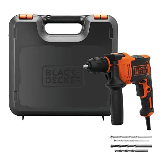 BLACK+DECKER BEH710K-QS Taladro Percutor con cable 710W, portabrocas 13mm, incluye 4 brocas y maletín