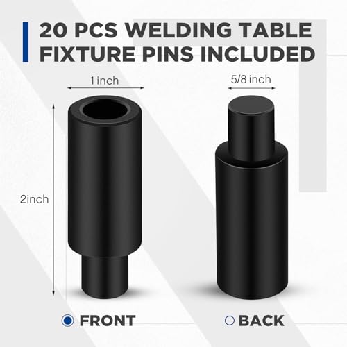 Hicarer 20 Pcs 2 Inch Welding Table Locating Fixture Pins, 5/8" Bottom 1" Top Diameter, Quick Setup Fixture Clamps Stop Alignment Square Mount Fixed Kit Stackable Welding Table Accessories Portable by Hicarer - Image 2