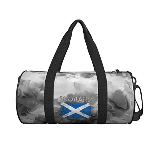 Scottish-Flag-Retro-Scratch-Pride- Convertible Garment Bag with Shoulder Strap, Carry on Garment Duffel Bag for Men Women - Rolling Foldable for Travel Luggage Bags (Black)2