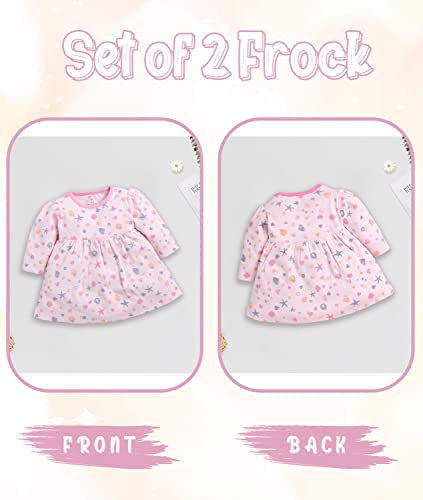 Image of BABY GO Full Sleeve Regular Round Neck A Line Frocks for Baby Girls (Pack of 2)