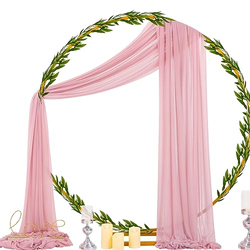 Image of Socomi Wedding Arch Draping Fabric 29 inch x 20Ft 1 Panel Dusty Rose Sheer Outdoor Curtain Drapes Extra Long for Bridal Baby Shower Ceremony Birthday Party Decor
