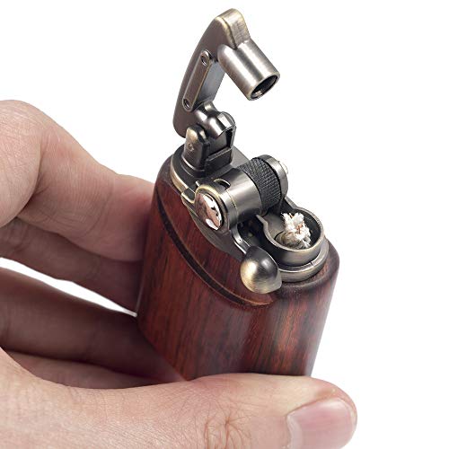 Rosewood Wooden Case Antique Type Soft Flame Rocker Arm Petrol Kerosene Lighter