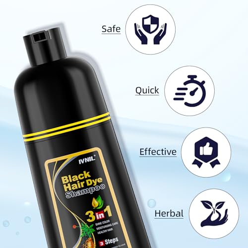 ivnil black hair dye shampoo 3 in 1 color shampoo for women amp men for gray hair coverage for instant champu para canas