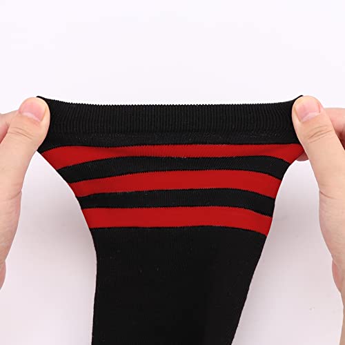 Image of DRESHOW Plus Size Thigh High Socks Striped Over Knee Long Boot Stockings Knee High Tube Socks Leg Warmers for Women