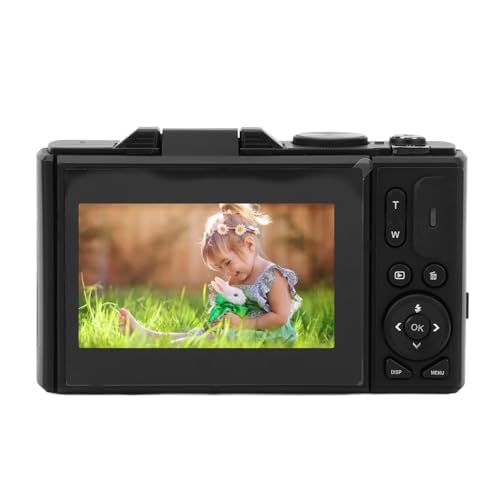 Aparat cyfrowy retro D HD 4K 64 MP z 18-krotnym zoomem, automatyczna i jakościowa 3-calowy ekran z klapką, idealny do podróży, fotografii i (czarny)