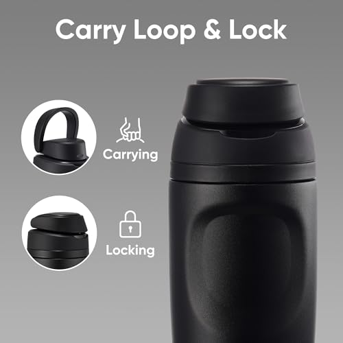 Image of Fijinhom 24 oz Insulated Water Bottle,Stainless Steel Sports Water Bottle with Straw, Double Wall Vacuum Leak Proof, Cold for 24 Hours, BPA Free for Travel, Sport, Outdoor, Black