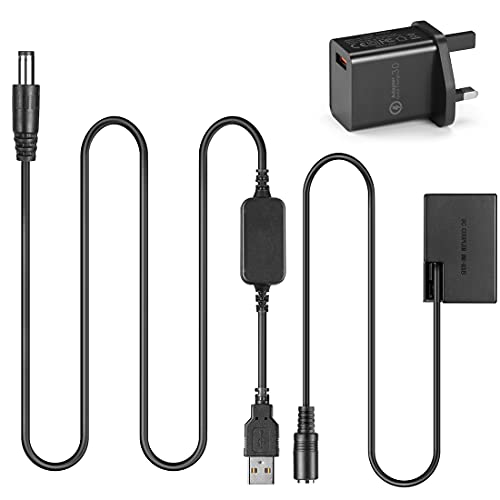 Raeisusp USB Cable ACK-E18 + DR-E18 LP-E17 DC Coupler + QC3.0 USB Adapter for Canon EOS 750D Kiss X8i T7i T6i 760D T6S 77D 800D 200D Rebel SL2 SL3 R8 R10 R50