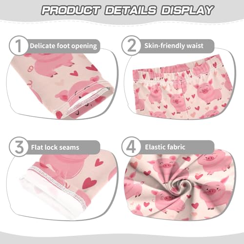 Girls Leggings Cartoon Cut Pig Heart Kids Length Leggings Pants Athletic Yoga Pants Toddler Tights Trousers 4T3