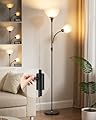 Lightdot 67IN Dimmable Torchiere Floor Lamps, Black Standing Lamp with Adjustable Reading Light, 3000K 9W E26 Bulbs Included, Mid Century Brass Tall Lamp for Living Room Bedroom