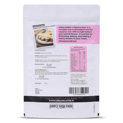 Image of Urban Platter Tapioca Flour, 500g (Neutral Taste | Ideal for Baking, Thickening, and Crisp Batters | Pantry Essential)