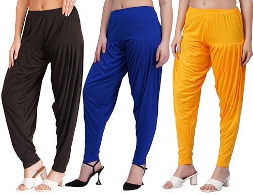 Image of Buy That Trendz Combo Offer (Pack of 3) Cotton Viscose Lycra Dhoti Patiyala Salwar Harem Bottoms Pants for Womens (White, Maroon, Black)