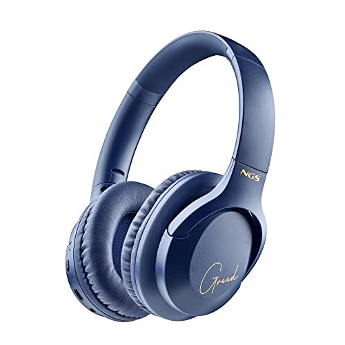 NGS Artica Greed Blue - Auriculares Supraaurales Inalámbricos, Compatibles con Tecnología Bluetooth, Ligeros y Plegables, Micrófono Incorporado, 40h de Batería, Color Azul