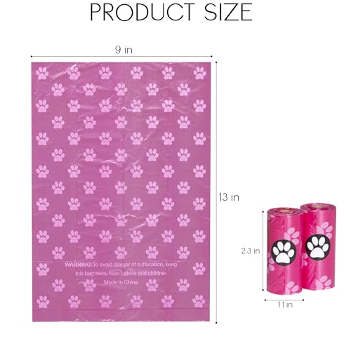 Image of 360 Count Dog Waste Bags, 24 Rolls, Scented Poop Bags for Puppies (Pink)