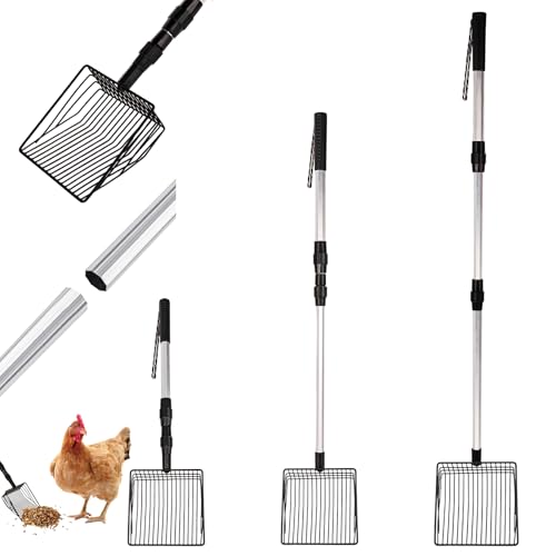 Trendecor 3 in 1 Kotschaufel Hühner, Hühnerkotschaufel Dehnbares 57 bis 106cm Abnehmbar Hühnerstall Kotschaufe Schaufel Zubehör für Hühnerstall...
