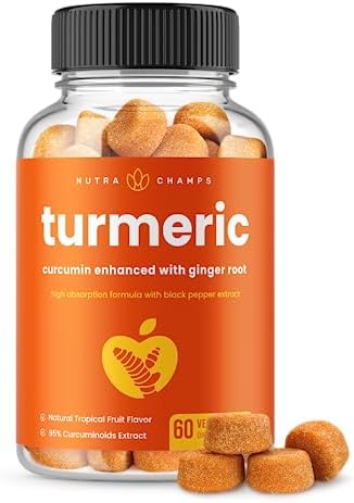 Turmeric Gummies for Adults & Kids with Ginger & Black Pepper Extract | 95% Curcuminoids | Vegan Natural Curcumin Joint Support Supplement | Tumeric Gummy Supplements