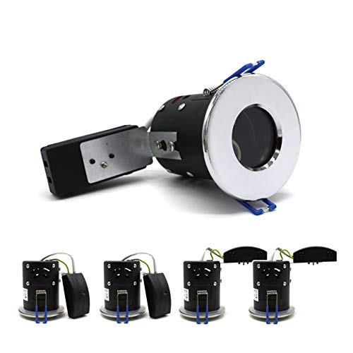 sanlumia 4 X LED Fire Rated Downlight Can GU10 Recessed Ceiling Twist & Lock Interchangeable Downlight IP65 Chrome sanlumia 4 X LED Fire Rated Downlight Can GU10 Recessed Ceiling Twist & Lock Interchangeable Downlight IP65 Chrome