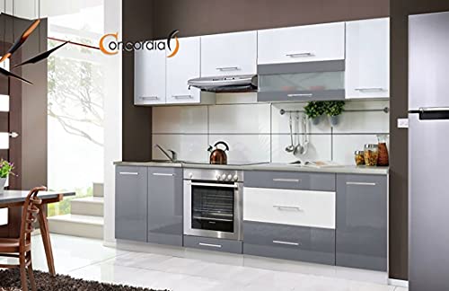  Elm 260  Cucina Completa L 2,6m  8 Pezzi + Piano di Lavoro Inclusi  Set mobili da Cucina lineare + Mobile Forno Integrato