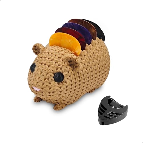 Porte Médiator Guitare, Accessoire Guitare, Accessoires Guitare, Boîte à Médiator Forme Hamster avec 5 Médiators Fins, Support à Médiator Autocollant...