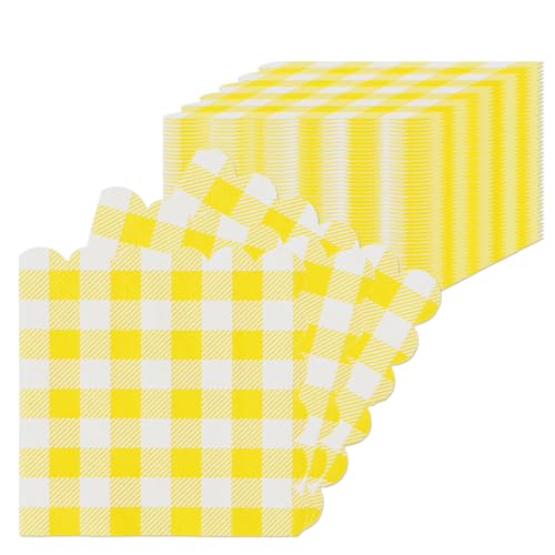 Set de 40 Serviettes en papier Vichy, 25x25cm Serviettes Jetables en Papier 2 Plis Serviettes de Cocktail en Papier pour Dîner, Mariage, Barbecue, Noël,...