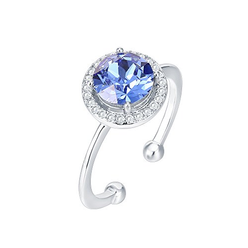 Pavoi TC69W-9 Crystal 14K White Gold Plated Birthstone Rings | White Gold Rings For Women | Sapphire Ring thumb #3