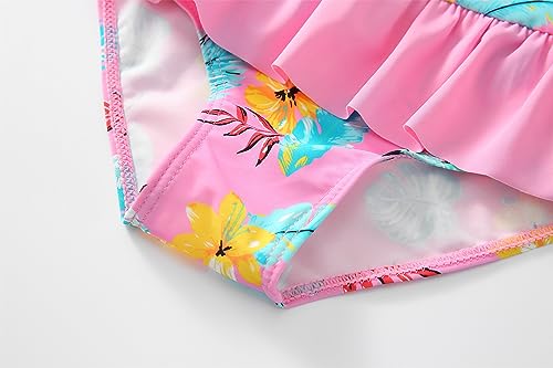 Image of Girls Swimsuit 3-10 Years UPF 50+ UV One Piece Swimwear with Hair Band