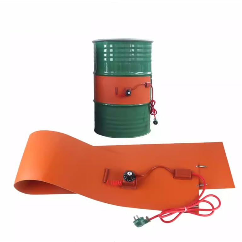 Grzejnik wiadro do beczek, mata grzewcza z gumy silikonowej, pasek grzewczy do trzpienia oleju, izolowany grzejnik taśmowy z termostatem (rozmiar 100 l/1200 x 250 mm, kolor: pokrętło)