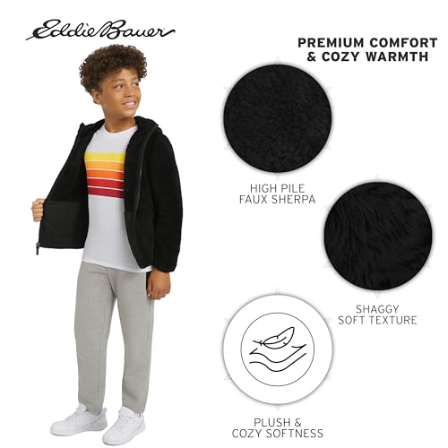 Image of Eddie Bauer Girls' Quest Plush High Pile Faux Sherpa Hooded Jacket