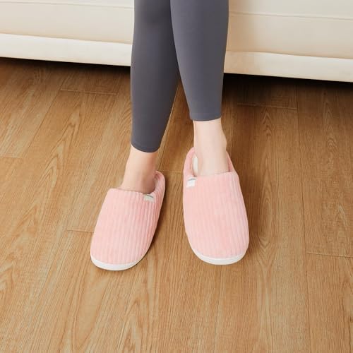 HUXMEYSON Warm Memory Foam Slippers for Women with Anti-Skid Sole