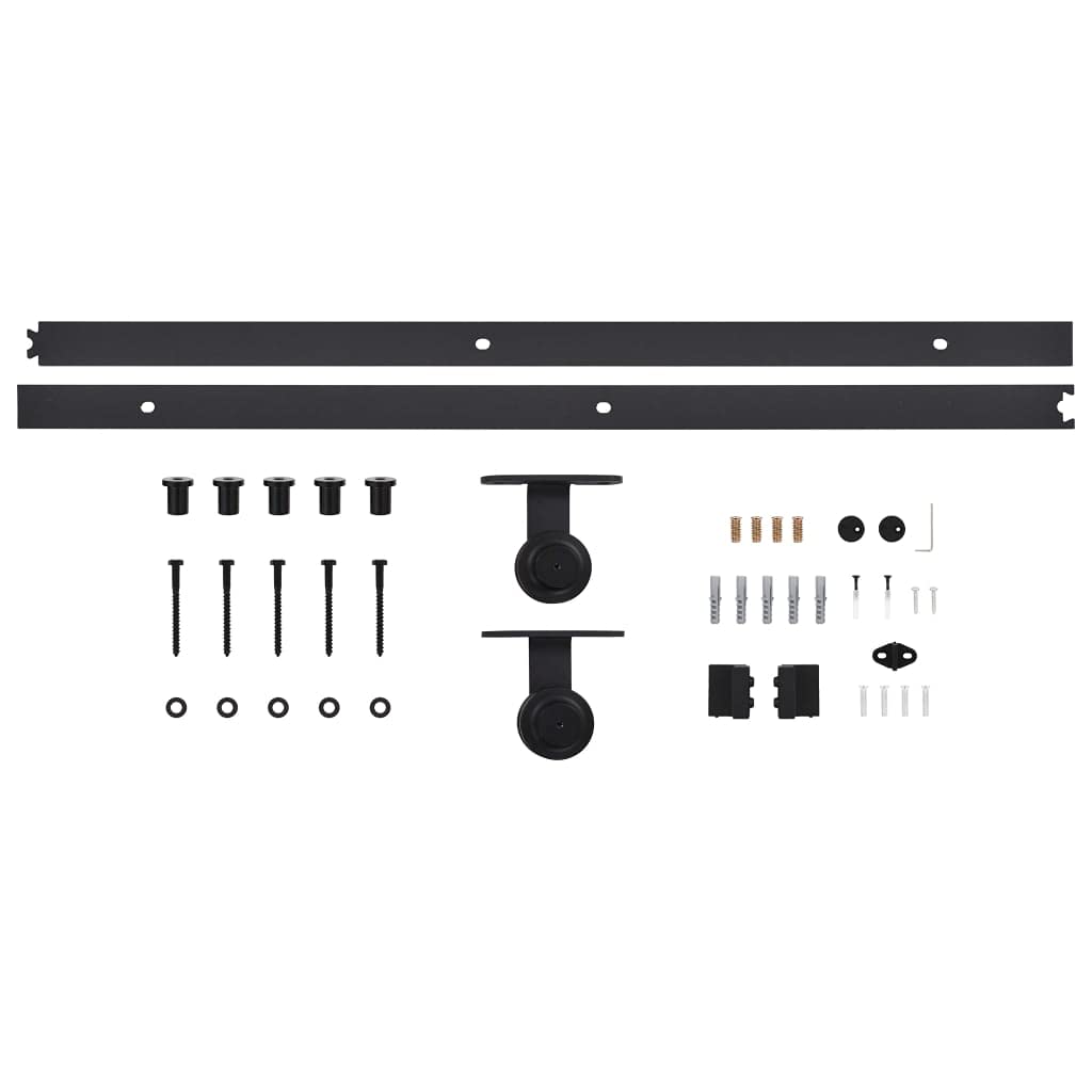 200 cm Herraje para Puerta Corredera Kit de Accesorios para Puertas Correderas Guia Puerta Corredera Negro