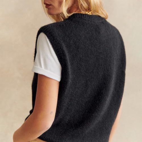 Miqil Women Comfy Sweater Vest Casual Sleeveless Ribbed Knit Vest Trendy Crew Neck Knitted Pullover Tank Top Streetwear4