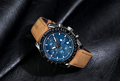 Image of BENYAR Men's Watches Chronograph Watch for Men Multifunction Black Waterproof Sport Fashion Quartz Wristwatches Calendar with Stainless Steel Strap