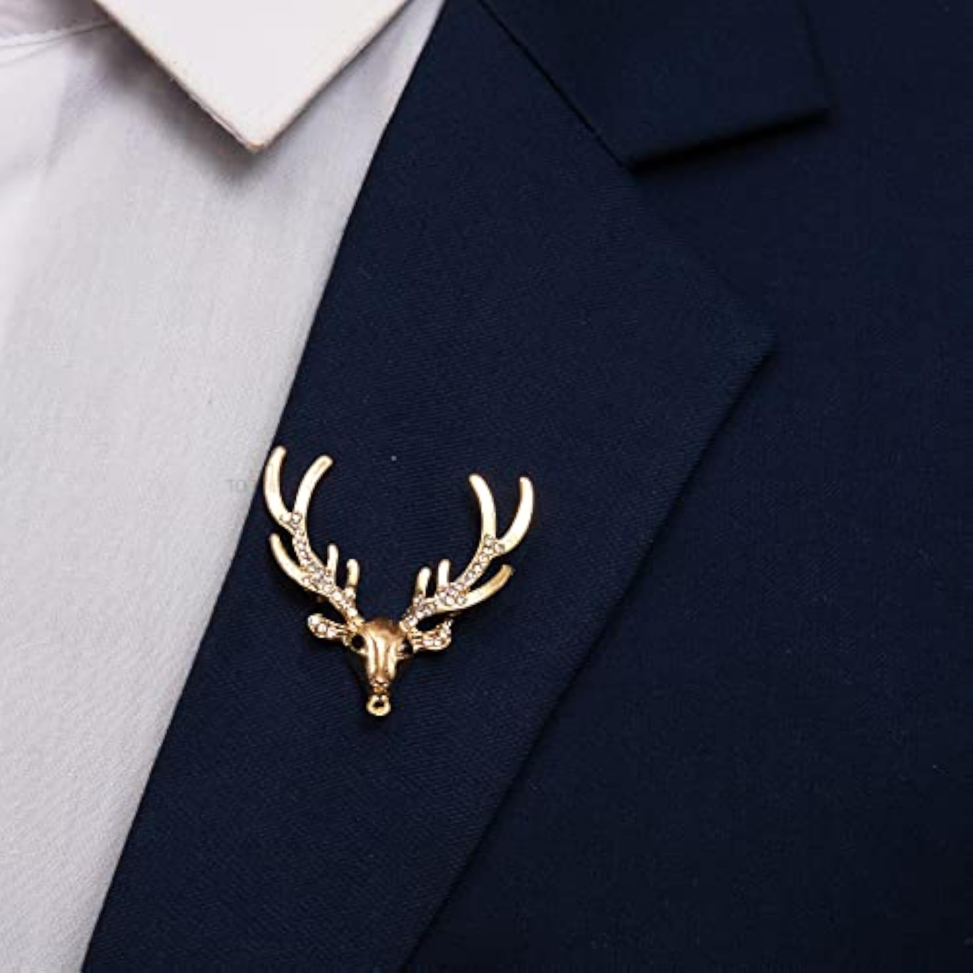 Golden Deer Lapel Pin for Elegant Attire