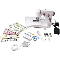 Máquina De Coser De Juguete Que Cose De Verdad LEXIBOOK LEXIBOOK-SW200, Taller de Costura, máquina de Coser, 5 cupones de Tela y Accesorios incluidos, Blanco/Morado, SW200, Color