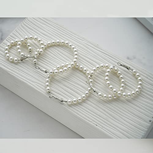 3 Pairs Pearl Hoop Clip On Earrings Non Pierced Earrings for Women Pearl Clip Earrings for 30 MM, 40 MM, 50 MM2