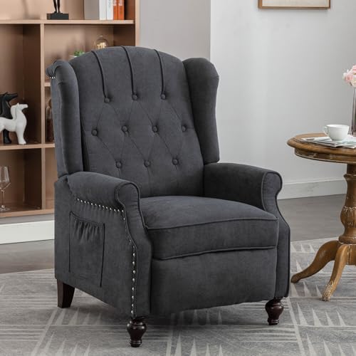 IPKIG Wingback Pushback Recliner Chair - Mid Century Recliner Armchair