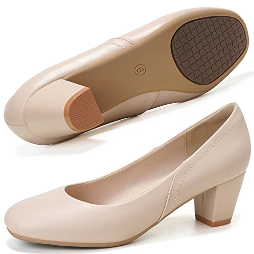 Hhtcal Low Block Heel Pumps For Women 2 Inch Comfortable Round Closed Toe Chunky Heels Office Work Dress Shoes Business Formal Us Size 7.5 #TOP22